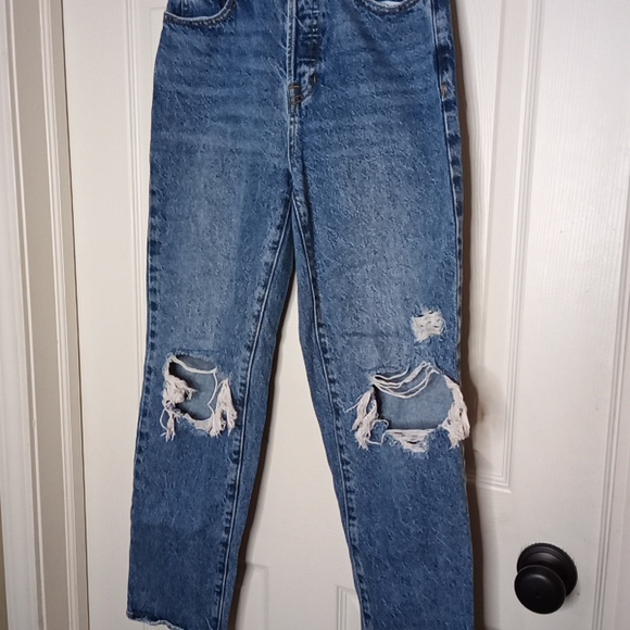 PacSun Pac Sun Destructed 24-in Waist High-Rise Straight Leg Button Fly … - Picture 2 of 9